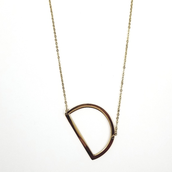 Gold Plated Big Initial Necklace Letter 